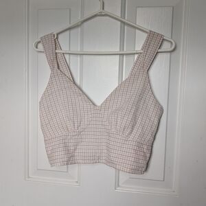 Abercrombie & Fitch | Beige Gingham Cropped Tank Top | Size M | NWT
